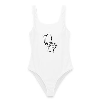 Klo WC Toilette - Frauen Badeanzug - Weiß - Vorne - AI Model Female 172 dark (172cm)