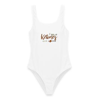 Je cours sur des cétones et du café Keto en disant un cadeau - Maillot de bain femme - blanc - Devant - AI Model Female 172 dark (172cm)