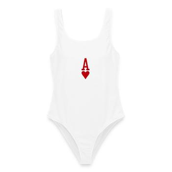 Poker Spielkarte Herz As - Frauen Badeanzug - Weiß - Vorne - AI Model Female 172 dark (172cm)