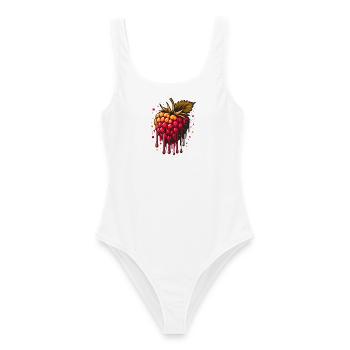 Two-tone dripping raspberry - Women's Swimsuit - white - Front - AI Model Female 172 dark (172cm)
