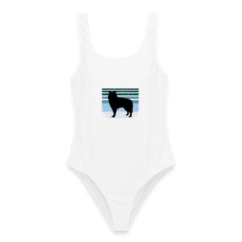 Alaskan Malamute Hundeliebhaber Silhouette Retro Sonnenuntergang - Frauen Badeanzug - Weiß - Vorne - AI Model Female 172 dark (172cm)