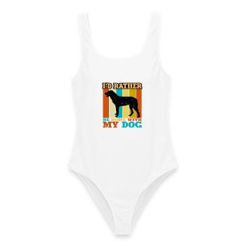 Cao De Castro Laboreiro Hund Silhouette Retro Sonne - Frauen Badeanzug - Weiß - Vorne - AI Model Female 172 dark (172cm)