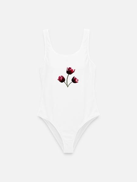 Tulpen weinrote Tulpe - Frauen Badeanzug - Weiß