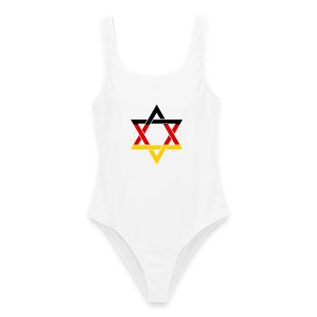 STOLZER DEUTSCHER JUDE Judentum Juden Menorah - Frauen Badeanzug - Weiß - Vorne - AI Model Female 172 dark (172cm)