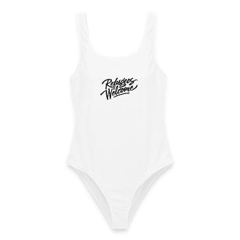 Refugees Welcome Logo - Frauen Badeanzug - Weiß - Vorne - AI Model Female 172 dark (172cm)