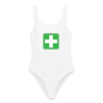 First Aid Medical Cross Safety Sign Vector Icon - Women's Swimsuit - white - Front - AI Model Female 172 dark (172cm)