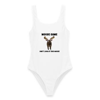 Moose Game - Don't look at this Moose - Frauen Badeanzug - Weiß - Vorne - AI Model Female 172 dark (172cm)