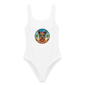Irish Terrier Hunderasse Cartoon Sonnenbrille Strand - Frauen Badeanzug - Weiß - Vorne - AI Model Female 172 dark (172cm)