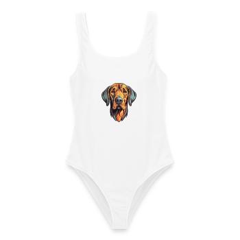 Plott Hund Hund Rasse Aquarell Cartoon Kawaii Co - Frauen Badeanzug - Weiß - Vorne - AI Model Female 172 dark (172cm)