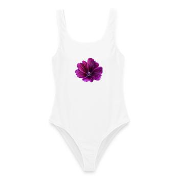 Malve violette Blüte - Frauen Badeanzug - Weiß - Vorne - AI Model Female 172 dark (172cm)