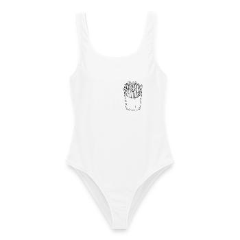 Pommes – Minimalistisches Fastfood Design - Frauen Badeanzug - Weiß - Vorne - AI Model Female 172 dark (172cm)