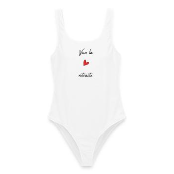 RETIREMENT. RETIREMENT. RETIRED. RETIREMENT - Women's Swimsuit - white - Front - AI Model Female 172 dark (172cm)