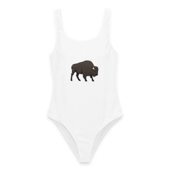 Bison Büffel - Frauen Badeanzug - Weiß - Vorne - AI Model Female 172 dark (172cm)
