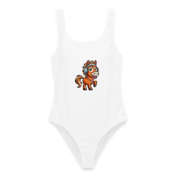 Cheval Drôle Dessin Animé Personnage Casque Musique - Maillot de bain femme - blanc - Devant - AI Model Female 172 dark (172cm)