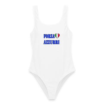 Forza Azzurri Italien Trikot - Frauen Badeanzug - Weiß - Vorne - AI Model Female 172 dark (172cm)