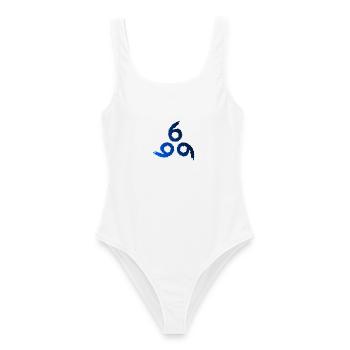 666 Satan Symbol - Teufel - Böse - Frauen Badeanzug - Weiß - Vorne - AI Model Female 172 dark (172cm)