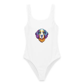 Cao de Castro Laboreiro Hunderasse Cartoon Kawaii I - Frauen Badeanzug - Weiß - Vorne - AI Model Female 172 dark (172cm)