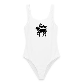 Zunft Fleischer Logo Single Wappen Lamm Schaf - Frauen Badeanzug - Weiß - Vorne - AI Model Female 172 dark (172cm)