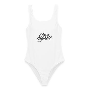 I love myself - Selbstliebe Schriftzug - Frauen Badeanzug - Weiß - Vorne - AI Model Female 172 dark (172cm)