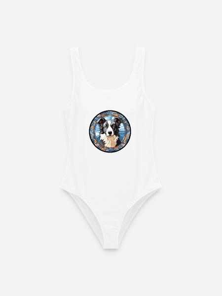 Border Collie Hunderasse Aquarellglas - Frauen Badeanzug - Weiß