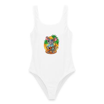 Drôle Rat Dessin Animé Plage D’été Lunettes De Soleil Guitare - Maillot de bain femme - blanc - Devant - AI Model Female 172 dark (172cm)
