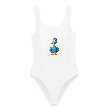 Dodo-Vogel-Karikatur-Kawaii-Aquarell-Illustration - Frauen Badeanzug - Weiß - Vorne - AI Model Female 172 dark (172cm)