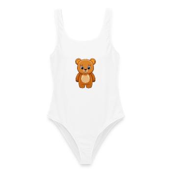 Ours Mignon Mascotte Personnage De Dessin Animé Kawaii - Maillot de bain femme - blanc - Devant - AI Model Female 172 dark (172cm)