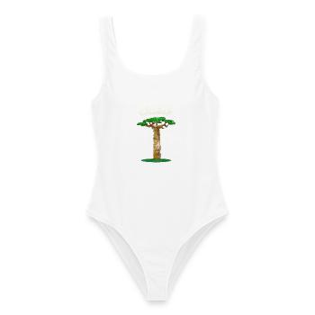Afrikanischer Affenbrotbaum Baobab - Frauen Badeanzug - Weiß - Vorne - AI Model Female 172 dark (172cm)