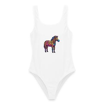 Zebra buntes Aquarell Cartoon Kawaii Tier - Frauen Badeanzug - Weiß - Vorne - AI Model Female 172 dark (172cm)