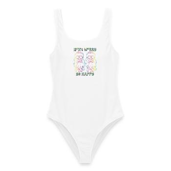 Psychedelische Hippies - Frauen Badeanzug - Weiß - Vorne - AI Model Female 172 dark (172cm)