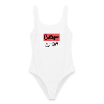 COLLEAGUE. START. RETIREMENT - Women's Swimsuit - white - Front - AI Model Female 172 dark (172cm)