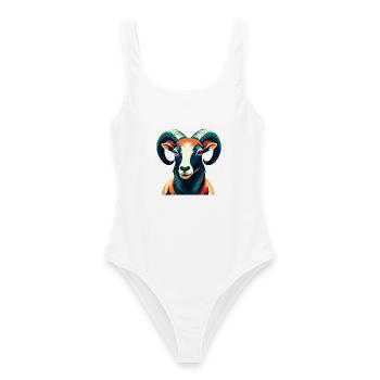 Ram Cartoon Figur Buntes Haustier Tier - Frauen Badeanzug - Weiß - Vorne - AI Model Female 172 dark (172cm)