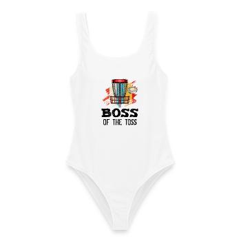 The Toss Discgolf Retro Frisbee Gift - Women's Swimsuit - white - Front - AI Model Female 172 dark (172cm)