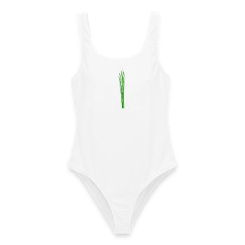 Schnittlauch Lauch Bio Kräuter - Frauen Badeanzug - Weiß - Vorne - AI Model Female 172 dark (172cm)