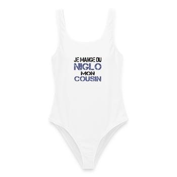 Je mange du Niglo - Maillot de bain femme - blanc - Devant - AI Model Female 172 dark (172cm)