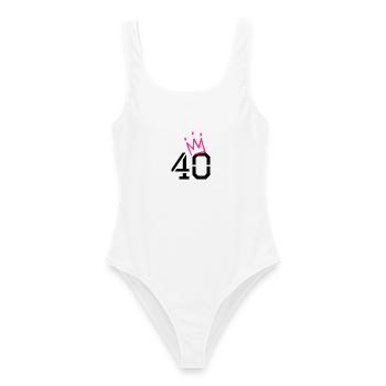 40 Krone - 40. Geburtstag - Frauen Badeanzug - Weiß - Vorne - AI Model Female 172 dark (172cm)
