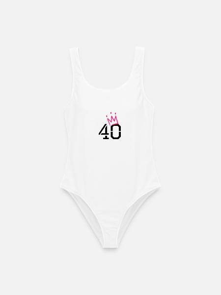 40 Krone - 40. Geburtstag - Frauen Badeanzug - Weiß