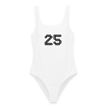25. 25 YEARS. 25th ANNIVERSARY. 25 YEARS ANNIVERSARY. - Women's Swimsuit - white - Front - AI Model Female 172 dark (172cm)