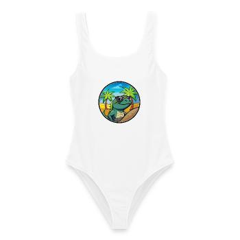 Lézard Drôle Dessin Animé Plage D’été Lunettes De Soleil Cool - Maillot de bain femme - blanc - Devant - AI Model Female 172 dark (172cm)