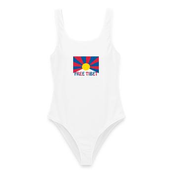 free tibet flagge - Frauen Badeanzug - Weiß - Vorne - AI Model Female 172 dark (172cm)