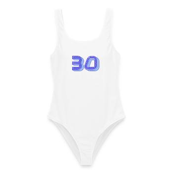 30. 30 YEARS. 30th ANNIVERSARY. 30 YEARS ANNIVERSARY. - Women's Swimsuit - white - Front - AI Model Female 172 dark (172cm)