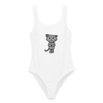 Traurige Katze - Frauen Badeanzug - Weiß - Vorne - AI Model Female 172 dark (172cm)