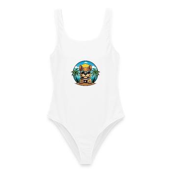Kai Ken Dog Breed Cartoon Sunglasses Beach - Women's Swimsuit - white - Front - AI Model Female 172 dark (172cm)