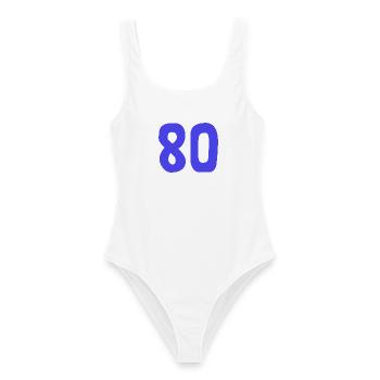 HAPPY BIRTHDAY. HAPPY BIRTHDAY. ANNIVERSARY. - Women's Swimsuit - white - Front - AI Model Female 172 dark (172cm)