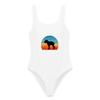 Griffon Bruxellois Hund Silhouette Retro Sonnenuntergang - Frauen Badeanzug - Weiß - Vorne - AI Model Female 172 dark (172cm)
