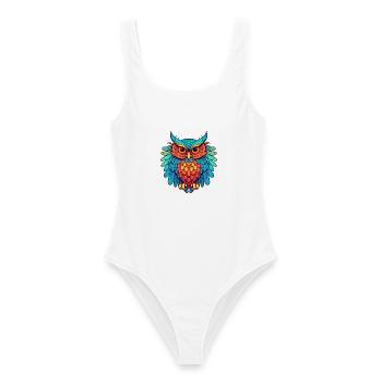 Eule buntes Aquarell Cartoon Kawaii Tier - Frauen Badeanzug - Weiß - Vorne - AI Model Female 172 dark (172cm)