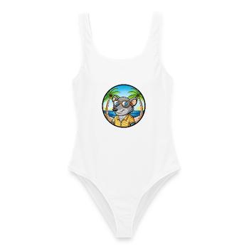 Rat Drôle Dessin Animé Plage D’été Lunettes De Soleil Autocollant - Maillot de bain femme - blanc - Devant - AI Model Female 172 dark (172cm)