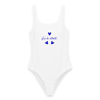 RETIREMENT. RETIREMENT. RETIRED. RETIREMENT - Women's Swimsuit - white - Front - AI Model Female 172 dark (172cm)
