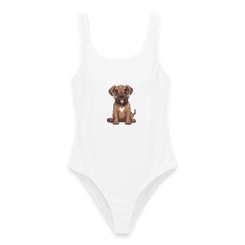 Perro De Presa Canario Hund Cartoon Kawaii Clipart - Frauen Badeanzug - Weiß - Vorne - AI Model Female 172 dark (172cm)