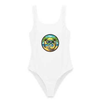 Schlange Lustige Cartoon Sommer Strand Sonnenbrille Cool - Frauen Badeanzug - Weiß - Vorne - AI Model Female 172 dark (172cm)